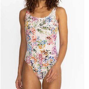 Johnny Was Neon Jungle Eyelet One Piece Swimsuit NWT $228